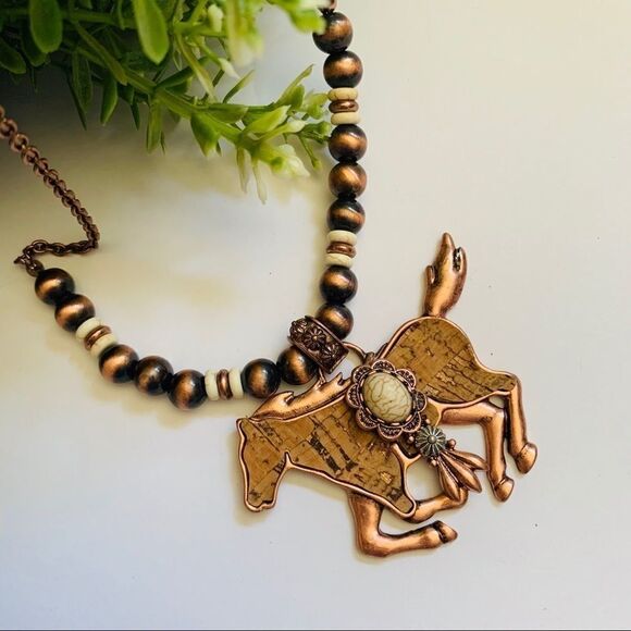 Cork Coppertone Howlite Hoese Navajo Statement Set - Picture 3 of 7